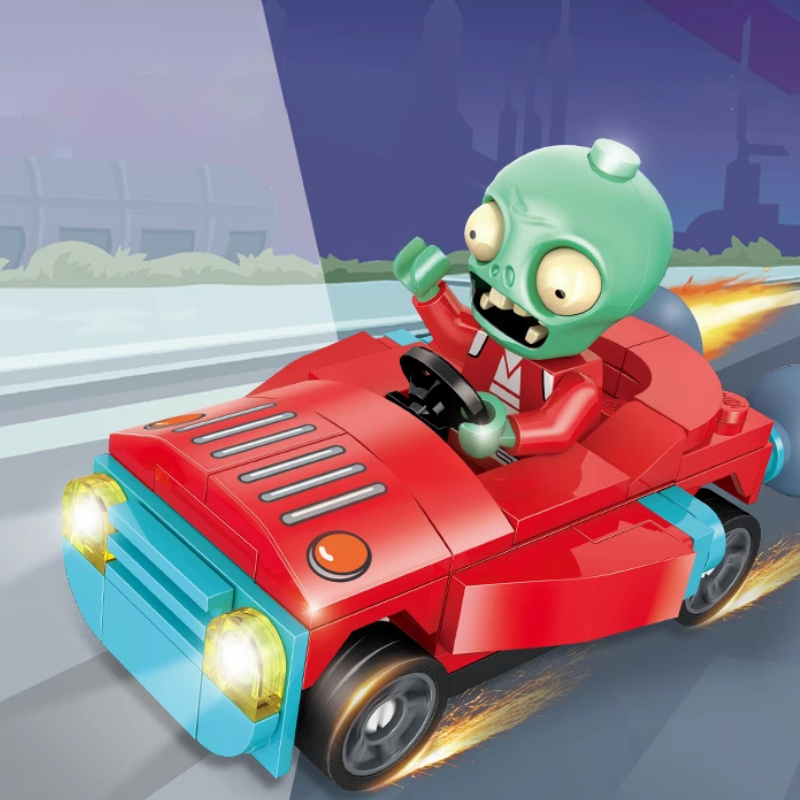 Plants vs. Zombies Flying Car Future Zombie Pull-Back Building Block Set
