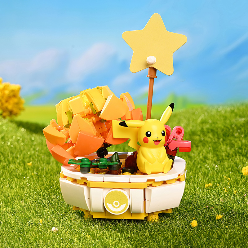 pokemon succulent Pokémon Succulent Plants Pikachu Gemstone Flower Building Block Set