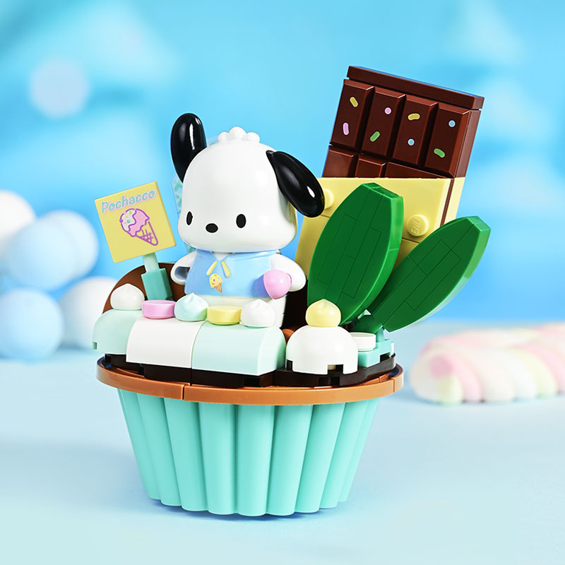 Sanrio Pochacco Chocolate Cupcake Building Block Set - One Quarter