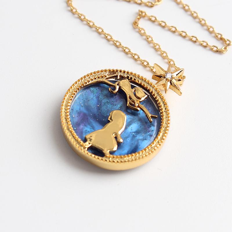 Alice in Wonderland Alice and Cheshire Cat Necklace One Quarter
