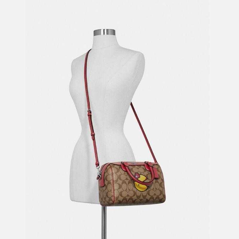 Mini Bennett Satchel in Signature Canvas with Ms. PacMan - One Quarter