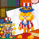 BALODY Garfield Uncle Sam Micro-Diamond Particle Building Block Set-One Quarter