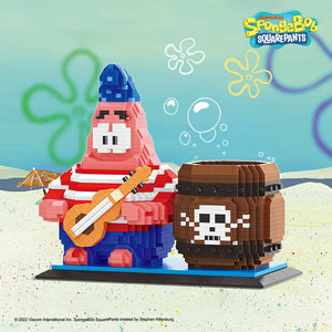 BALODY SpongeBob SquarePants Patrick Pirate and Barrel Pen Holder Micro-Diamond Particle Building Block Set-One Quarter