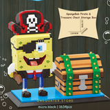 BALODY SpongeBob SquarePants Pirate and Treasure Chest Storage box Micro-Diamond Particle Building Block Set-One Quarter