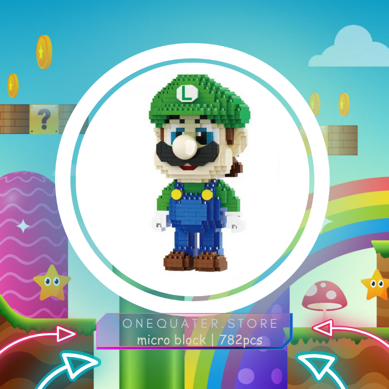 Super Mario - Figurine Géante Luigi 35cm En Blocs De Construction 8550 Pièces - PVC