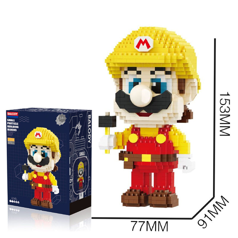Super Mario Yellow Hat Mario Micro-Diamond Particle Building Block Set ...