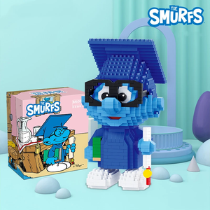 BALODY The Smurfs Graduation Smurf Brainy Smurf Micro-Diamond Particle Building Block Set-One Quarter