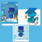 BALODY The Smurfs Graduation Smurf Brainy Smurf Micro-Diamond Particle Building Block Set-One Quarter