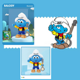 BALODY The Smurfs Musician Rocky Smurf Micro-Diamond Particle Building Block Set-One Quarter