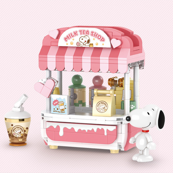 HSANHE Peanuts® Entrepreneur Snoopy Bubble Tea Stand Building Block-One Quarter