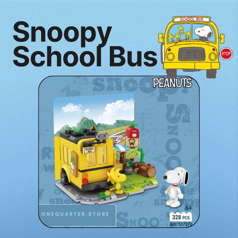 Peanuts® Snoopy Town Tale School Bus Building Block Set - One Quarter