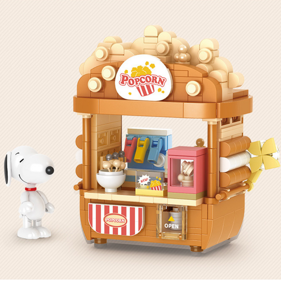 HSANHE Peanuts® Entrepreneur Snoopy Popcorn Stand Building Block-One Quarter