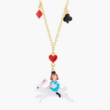 Les Néréides Alice in Wonderland Alice on White Rabbit Pendant Necklace-One Quarter