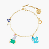 Les Néréides Cinderella Bird and Mouse on Spool of Thread Bracelet-One Quarter