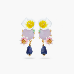 Les Néréides Claude Monet Water Lilies Calla and Lapis Lazuli Earrings-One Quarter