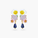 Les Néréides Claude Monet Water Lilies Calla and Lapis Lazuli Earrings-One Quarter