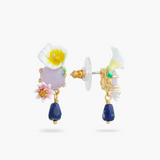 Les Néréides Claude Monet Water Lilies Calla and Lapis Lazuli Earrings-One Quarter