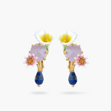 Les Néréides Claude Monet Water Lilies Calla and Lapis Lazuli Earrings-One Quarter