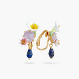 Les Néréides Claude Monet Water Lilies Calla and Lapis Lazuli Earrings-One Quarter