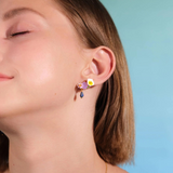 Les Néréides Claude Monet Water Lilies Calla and Lapis Lazuli Earrings-One Quarter