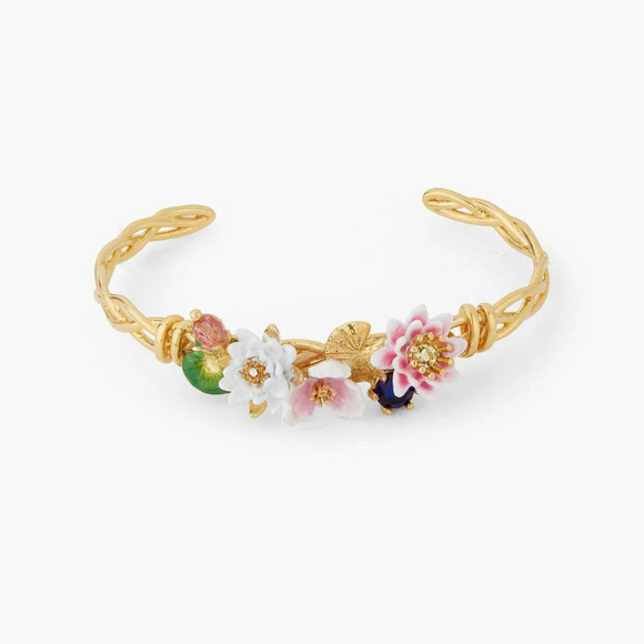 Les Néréides Claude Monet Water Lilies Garden and Blue Stone Bangle-One Quarter