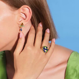 Les Néréides Claude Monet Water Lilies Lily Pad Pond Cocktail Ring-One Quarter