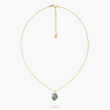 Les Néréides Claude Monet Water Lilies Lotus Flower and Blue Stone Pendant Necklace-One Quarter