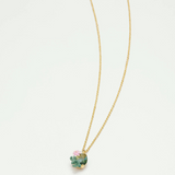 Les Néréides Claude Monet Water Lilies Lotus Flower and Blue Stone Pendant Necklace-One Quarter