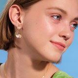 Les Néréides Claude Monet Water Lilies Pink and White Water Lily Asymmetrical Earrings-One Quarter