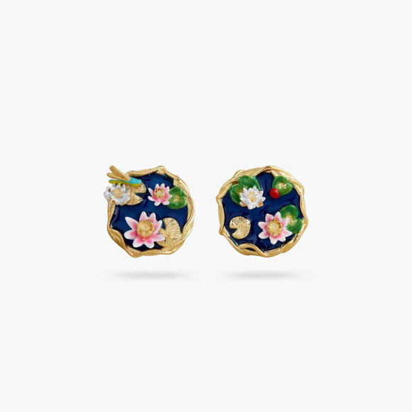 Les Néréides Claude Monet Water Lilies Pond Earrings-One Quarter