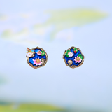 Les Néréides Claude Monet Water Lilies Pond Earrings-One Quarter