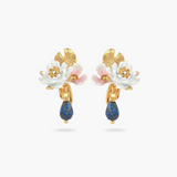 Les Néréides Claude Monet Water Lilies White Water Lily and Lapis Lazuli Earrings-One Quarter