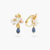 Les Néréides Claude Monet Water Lilies White Water Lily and Lapis Lazuli Earrings-One Quarter