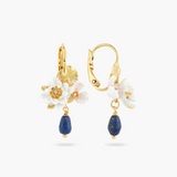 Les Néréides Claude Monet Water Lilies White Water Lily and Lapis Lazuli Earrings-One Quarter