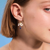 Les Néréides Claude Monet Water Lilies White Water Lily and Lapis Lazuli Earrings-One Quarter