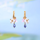 Les Néréides Claude Monet Water Lilies White Water Lily and Lapis Lazuli Earrings-One Quarter