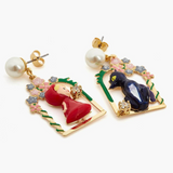 Les Néréides Little Red Riding Hood and Big Bad Wolf Earrings-One Quarter
