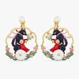 Les Néréides Little Red Riding Hood and Big Bad Wolf Hoop Earrings-One Quarter