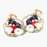 Les Néréides Little Red Riding Hood and Big Bad Wolf Hoop Earrings-One Quarter