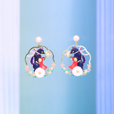 Les Néréides Little Red Riding Hood and Big Bad Wolf Hoop Earrings-One Quarter