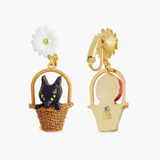 Les Néréides Little Red Riding Hood and Big Bad Wolf in Small Basket Earrings-One Quarter