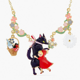 Les Néréides Little Red Riding Hood and Flowery Big Bad Wolf Statement Necklace-One Quarter