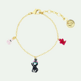Les Néréides Puss in Boots Charming Cat, Red Boot and Rabbit Charm Bracelet-One Quarter