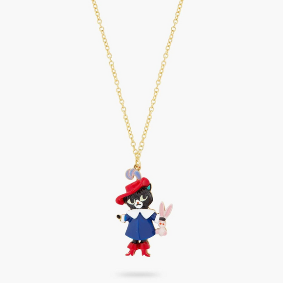 Les Néréides Puss in Boots Charming Cat and Rabbit Pendant Necklace-One Quarter