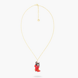 Les Néréides Puss in Boots Charming Cat in a Red Boot Pendant Necklace-One Quarter