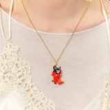 Les Néréides Puss in Boots Charming Cat in a Red Boot Pendant Necklace-One Quarter