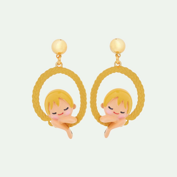 Les Néréides Tangled Rapunzel Enchanted Hair Princess Hoop Earrings-One Quarter