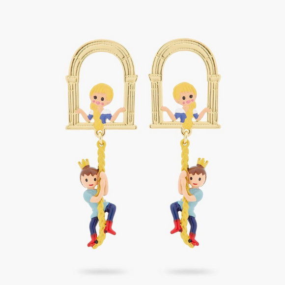 Les Néréides Tangled Rapunzel Enchanted Hair Princess and Prince Earrings-One Quarter