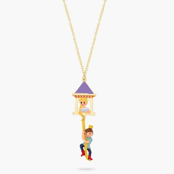 Les Néréides Tangled Rapunzel Enchanted Hair Princess and Prince Pendant Necklace-One Quarter