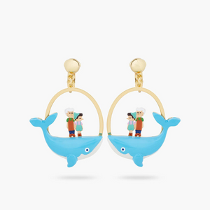 Les Néréides The Adventures of Pinocchio Gepetto and Pinocchio Standing on the Whale Earrings-One Quarter